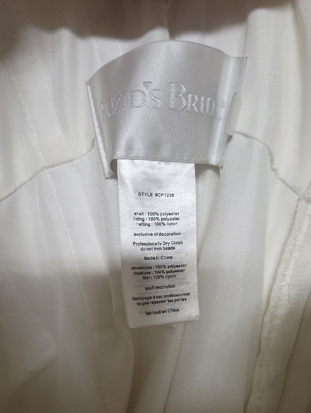 David's Bridal White Satin Bridal Gown